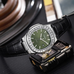 全自動機械錶精鋼錶帶加彈簧蝴蝶扣真皮錶帶男士日曆手錶