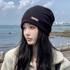 2025新款堆堆帽女春秋季产后月子帽百搭显脸小针织毛线包头冷帽子