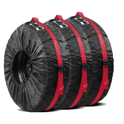Spare wheel cover tire protection dustproof snow storage - s-size-tire-model-145-200-1-set-of-4-pieces-red-ribbon