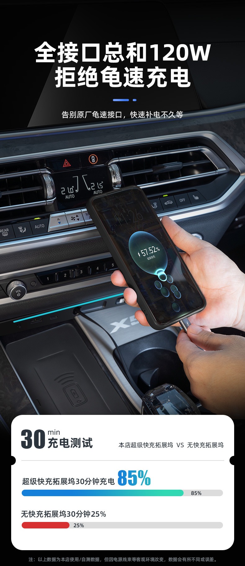 Suitable for 22-26 Bmw X5 Central Control Super Fast Charging Docking Station X5L Car Charging Docking Station Accessories