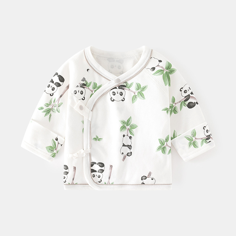 新生嬰兒半背衣內衣服無骨純棉春秋接沿睡衣和尚服寶寶上衣初生