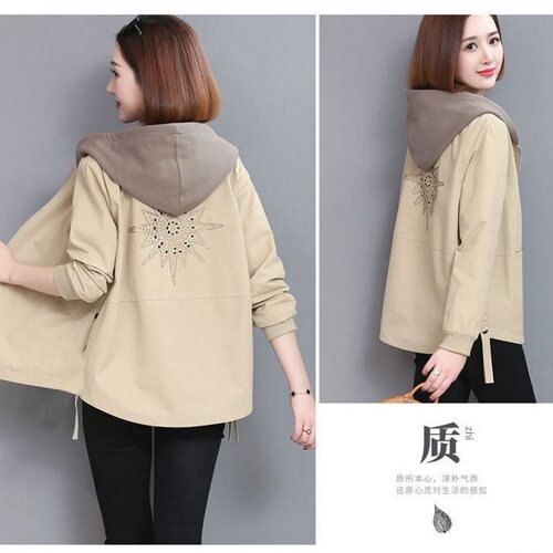 Women's Short Double Windbreaker, Korean Version Short Jacket, Spring and Autumn Mother Jacket, Korean Style Loose Fashion Ins