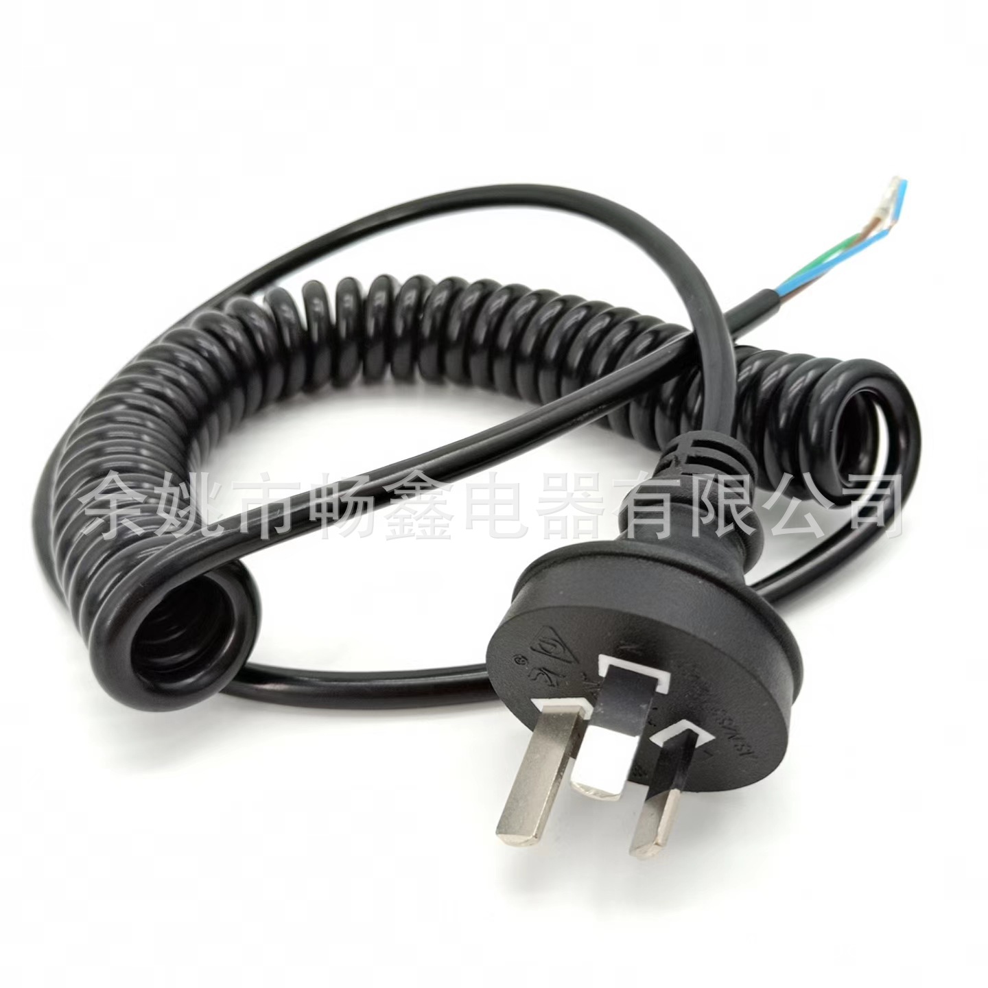 厂家直销 三插头 阿根廷插头 弹簧线 裸尾 伸缩 电源连接线