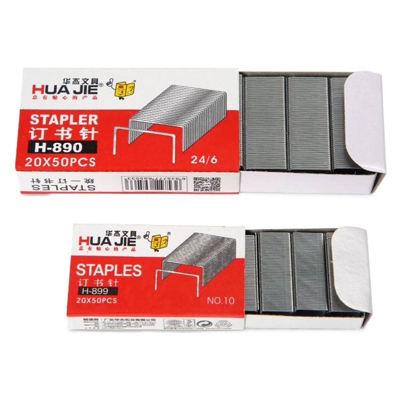 Оптовая продажа с фабрики Huajie унифицированные небольшие размеры 10 скоб 12 скоб 10 коробок 1000 канцелярских принадлежностей