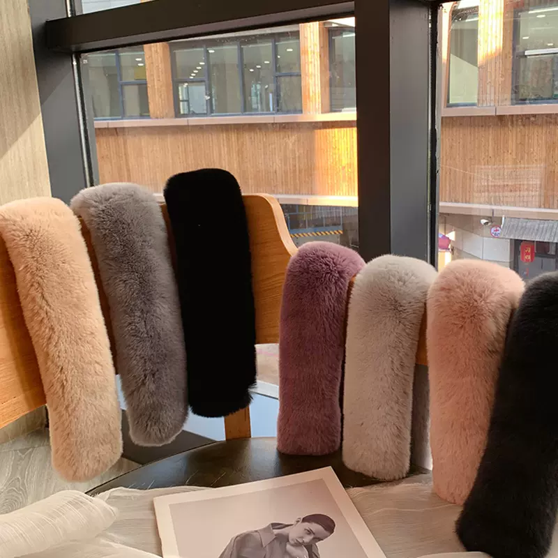 真毛~兔毛围巾围脖冬季女毛毛獭兔毛韩版百搭毛绒脖套加厚冬保暖