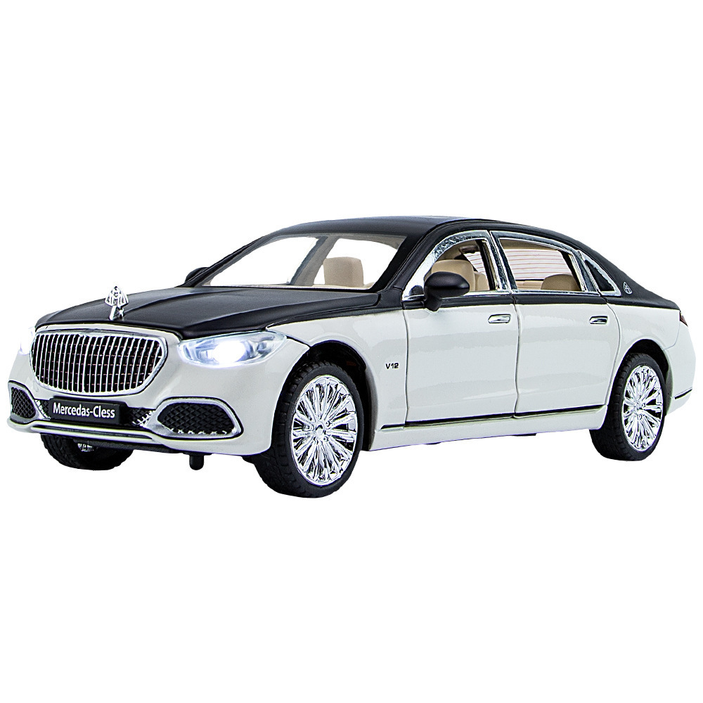 Nuevo modelo de coche de aleación de simulación Haodi 1:24 Maybach S680 sonido y luz pull back coche de juguete para niños efectos de sonido adornos