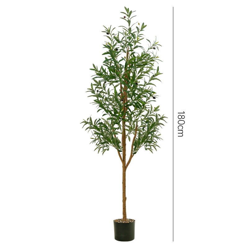 Planta artificial olivo olla casa sala de estar piso interior gran planta verde ventana centro comercial decoración árbol falso