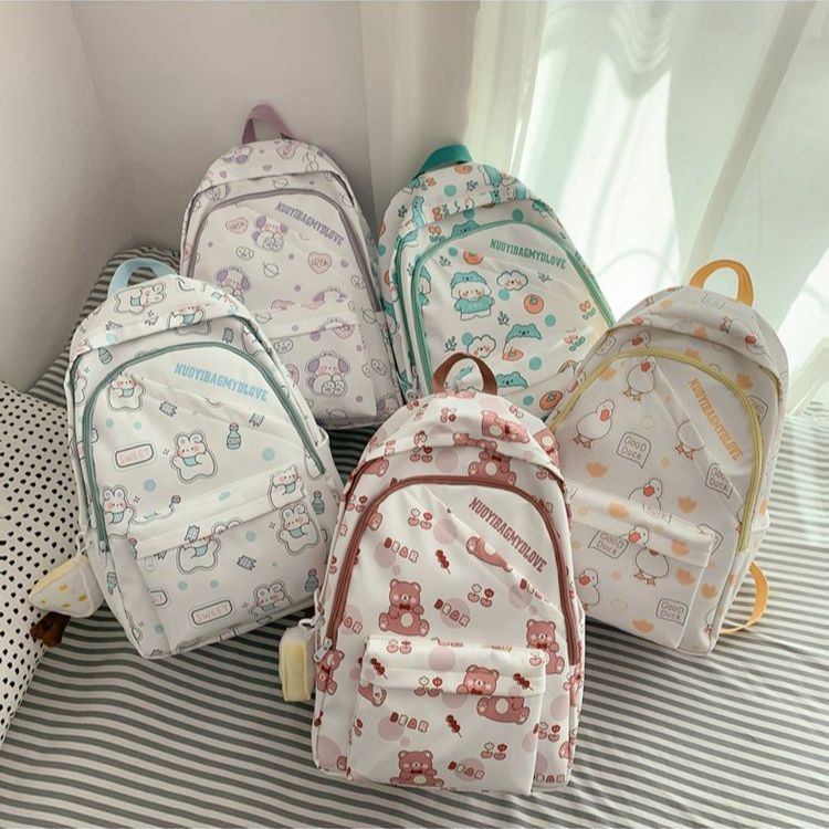 Moda nicho fresco dulce lindo Harajuku graffiti diseño mochila estudiante de secundaria gran capacidad