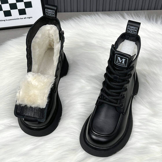Wholesale wool snow boots fur one short boots explosion martin boots women's winter warm thick bottom non-slip cotton shoes
