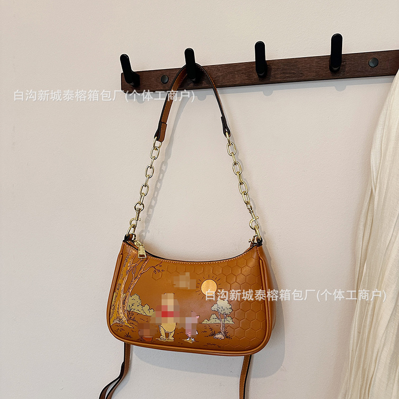 C-brand cartoon underarm mahjong bag, trendy small square bag, fashionable commuter crossbody bag, light luxury high-quality women's shoulder bag