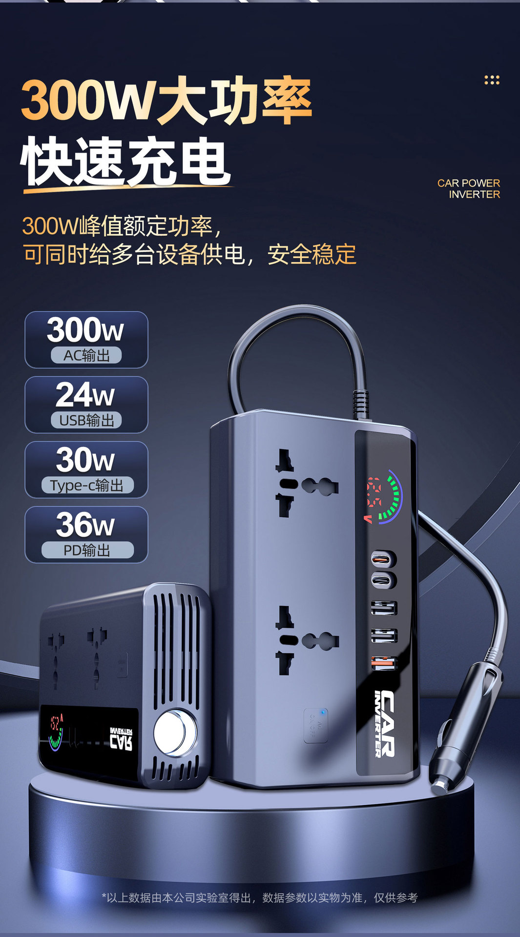 Car Inverter 12V24V to 220V Universal High-Power Fast Charging Multi-Function Power Converter for Cars and Trucks