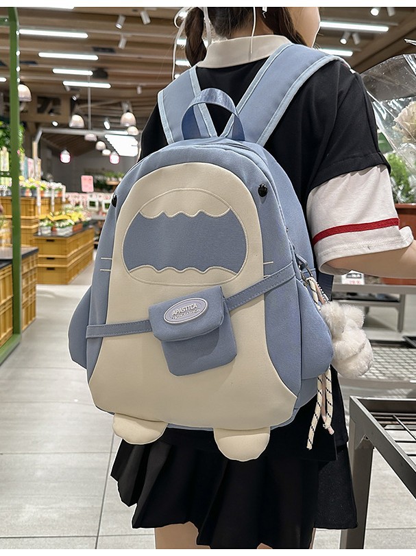 2025 New Cartoon Girl Backpack Men's and Women's Fashion Large Capacity Multifunctional Lightweight Casual Shark Backpack
