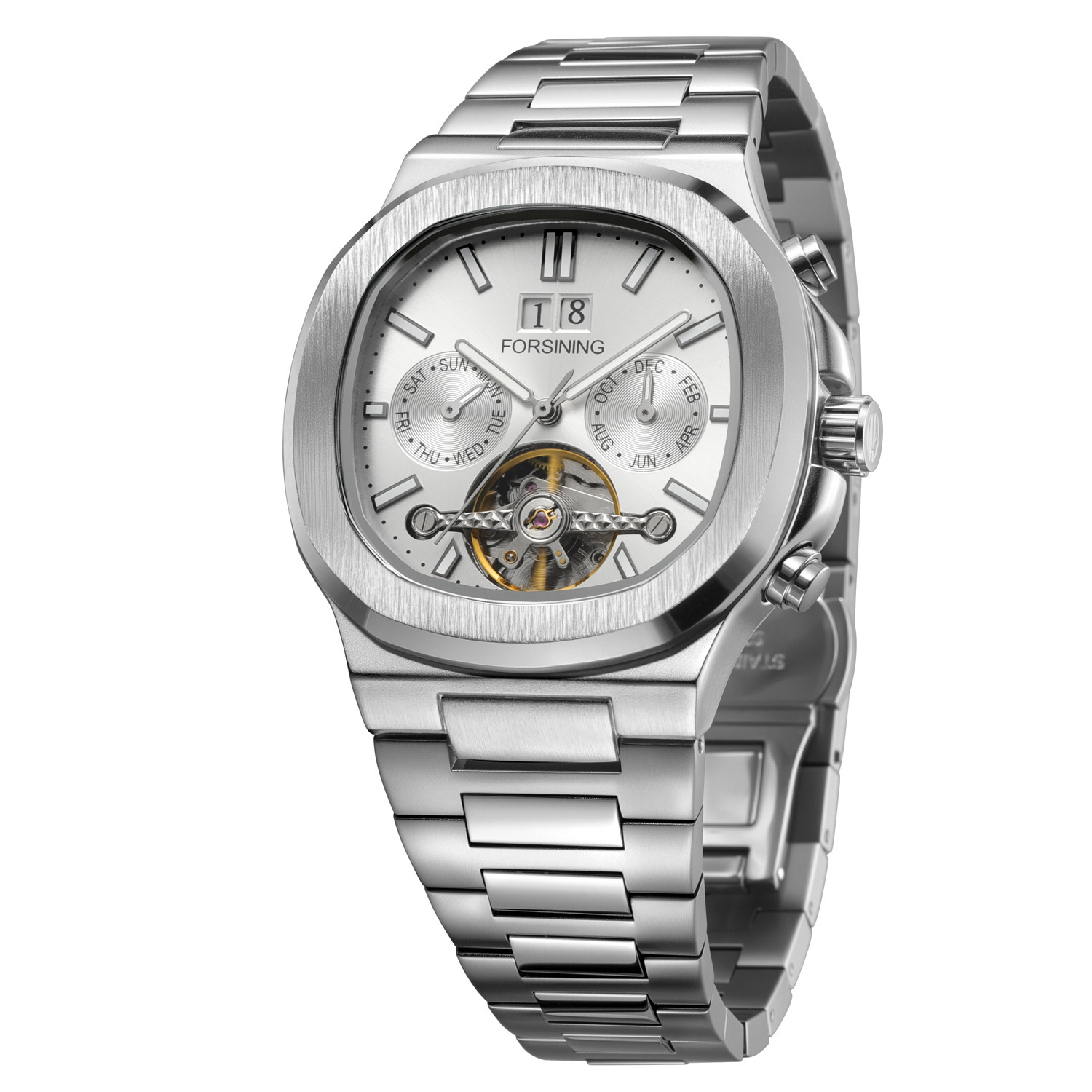 New Forsining European And American Style Men's Fashion Casual Hollow Flywheel Automatic Mechanical Watch_voghion.com
