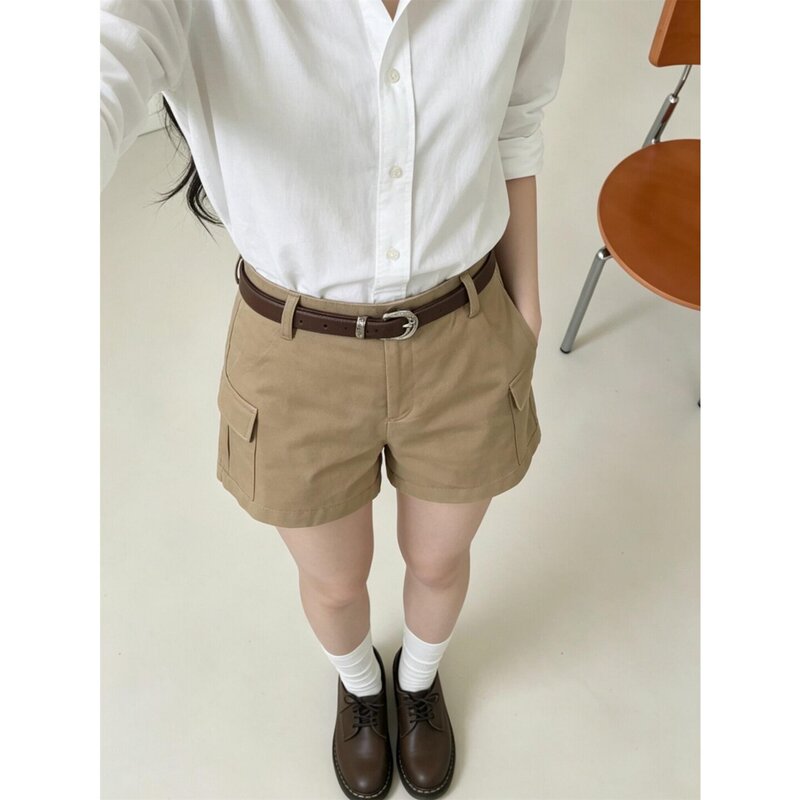 Plus-Size Khaki Shorts for Women, Slimming High-Waisted Casual Pants, Summer Loose Versatile Multi-Pocket Cargo Pants Plus-Size Khaki Shorts for Women, Slimming High-Waisted Casual Pants, Summer Loose Versatile Multi-Pocket Cargo Pants