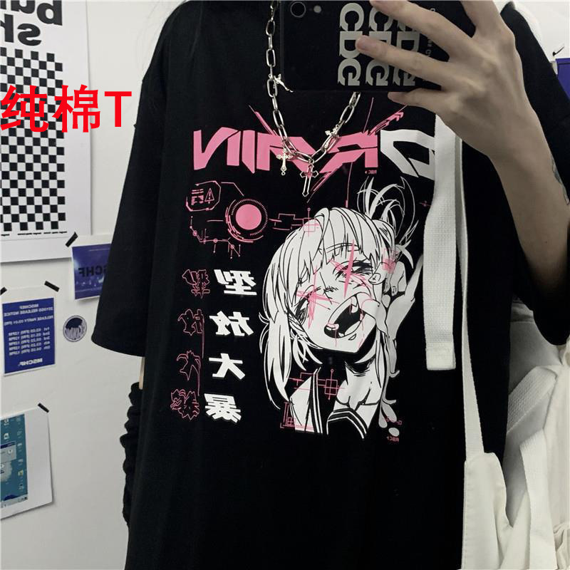 Cotton T-shirt Korean style sweet cool women's clothing summer student loose couple Harajuku style dark style women's clothing Cotton T-shirt Korean style sweet cool women's clothing summer student loose couple Harajuku style dark style women's clothing