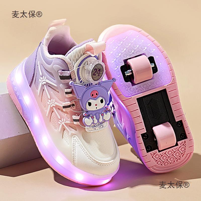 Sports Girls' Shoes with Light-Up Double Wheels, Summer Style Skates for Children, Girls' Skates, 2024 Taibao Retractable Walking Shoes