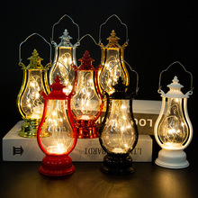 跨境新款复古小油灯LED铜线灯串小马灯创意酒壶型蜡烛灯风灯摆件