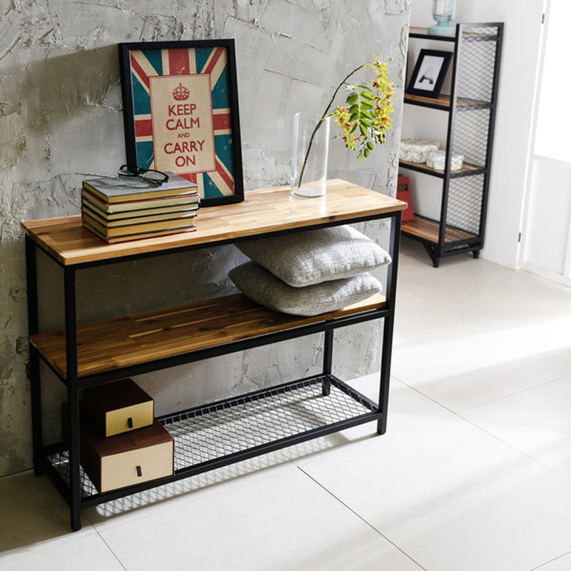 simple hierro forjado madera sólida cocina piso estante de almacenamiento multicapa estante de almacenamiento doméstico tabla estrecha sala de estar tabla de puerta de entrada estante doméstico