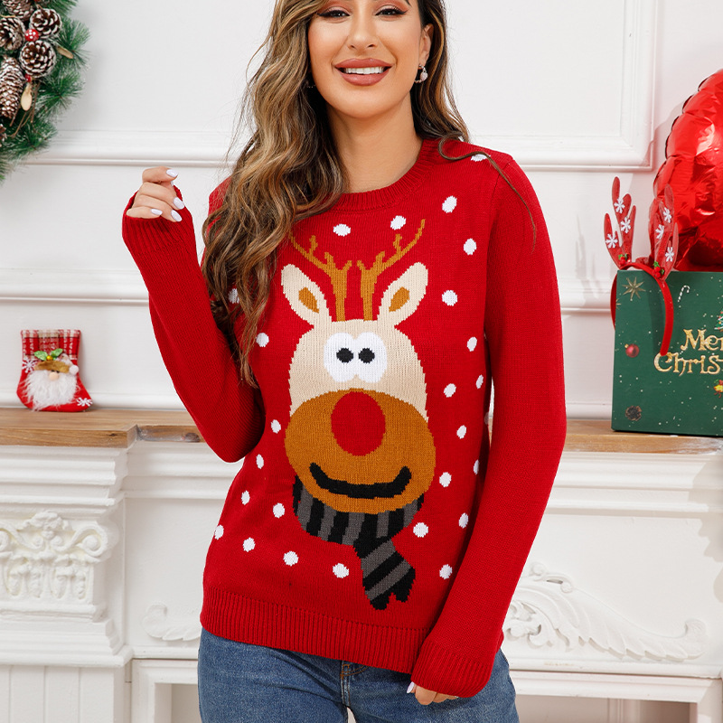 2024 popular UglySweater festival de navidad ChristmasSweater cuello redondo prendas de punto femenino
