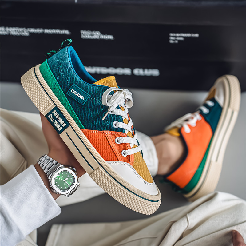 Color-Blocked Canvas Shoes Men's Shoes 2025 Summer New Niche Breathable Trendy Versatile Sports and Leisure Sneakers Dropshipping