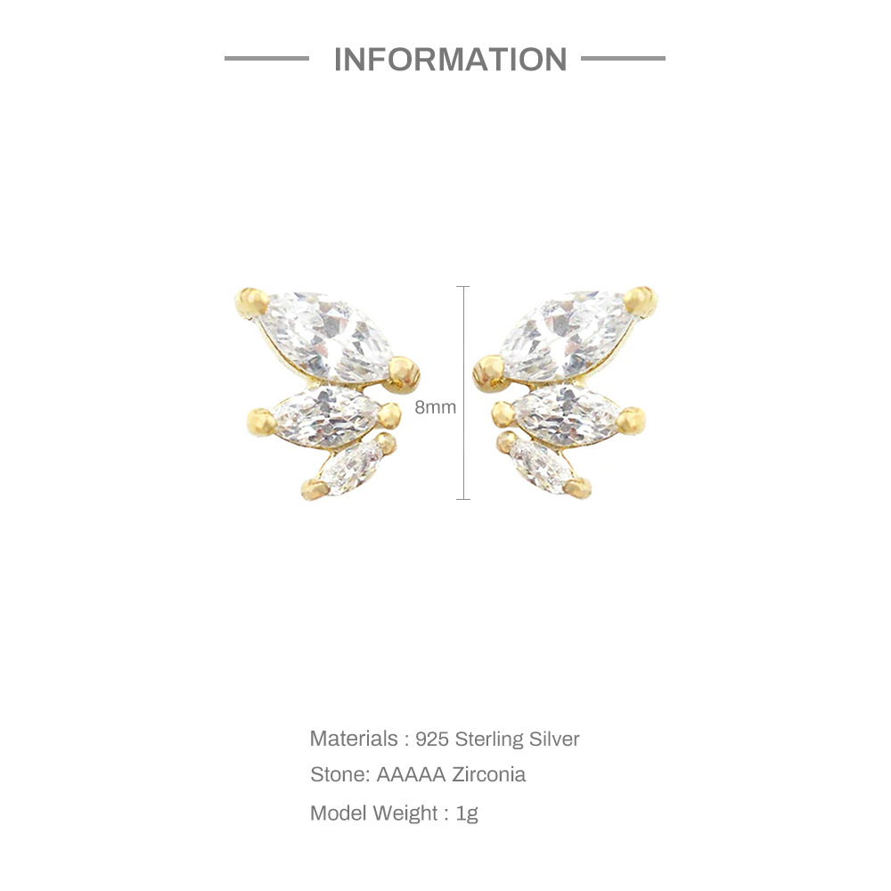 Fashion Geometric Water Droplets S925 Sterling Silver Inlay Zircon Earrings 1 Pair