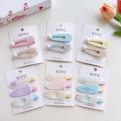 レトロな高級チェック柄ウォータードロップヘアピンガールカモノハシクリップ甘いメイクアップクリップサイドヘアクリップヘアアクセサリー