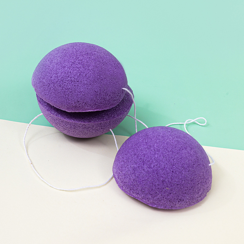 Esponja semi-redonda de konjac personalizada esponja de lavado facial esponja de limpieza facial limpia material vegetal degradable a granel