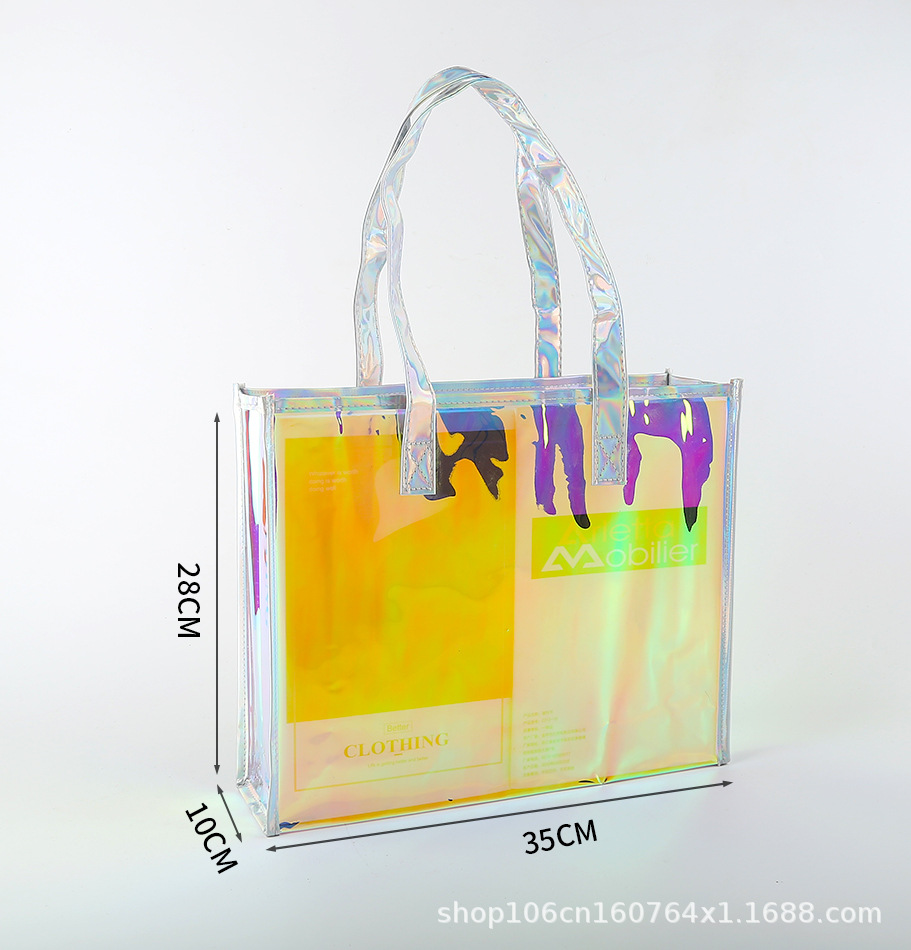 Bolsas láser se pueden personalizar bolsas de plástico de PVC bolsos de regalo transparentes de alta gama bolsas de regalo tpu deslumbrantes bolsas de gelatina personalizadas