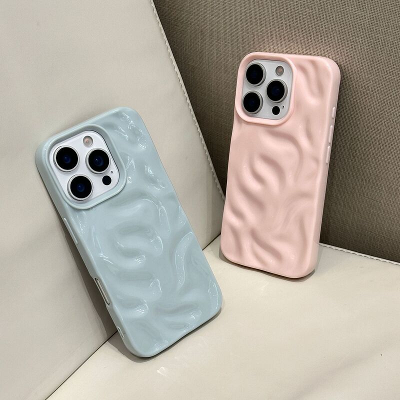 陨石纹适用iPhone16硅胶手机壳亮面折皱苹果15简约纯色14保护套13|undefined