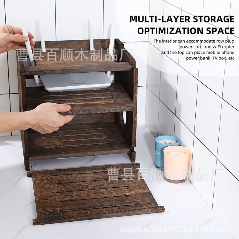 Wooden wireless router storage box solid wood router cover wooden rack power board and cable management hidden box Wooden wireless router storage box solid wood router cover wooden rack power board and cable management hidden box