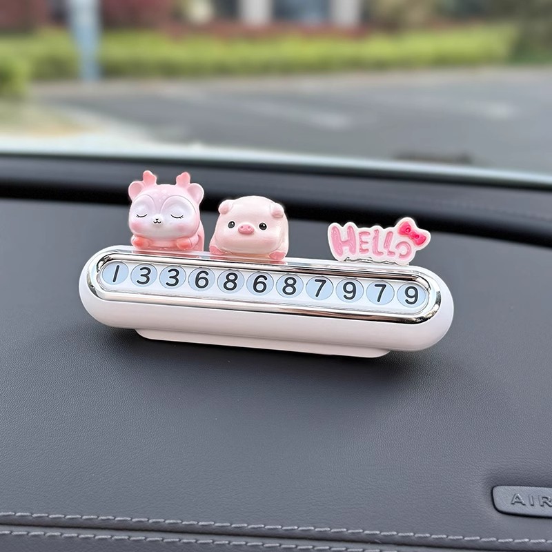 Cute and high-end temporary parking number plate for cars, creative decorative accessory for the car interior