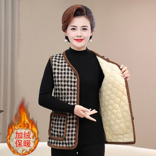 Middle-aged and Elderly Winter Wear fleece-lined Thickened Warm Vest for Women and Old Lady Loose plus size Winter Granny Vest