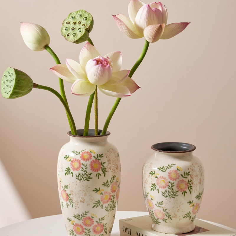 Floral de cerámica francesa estilo retrógrado simple estilo americano pastoral feng shui para cultivar flores decoración de la sala de estar nicho
