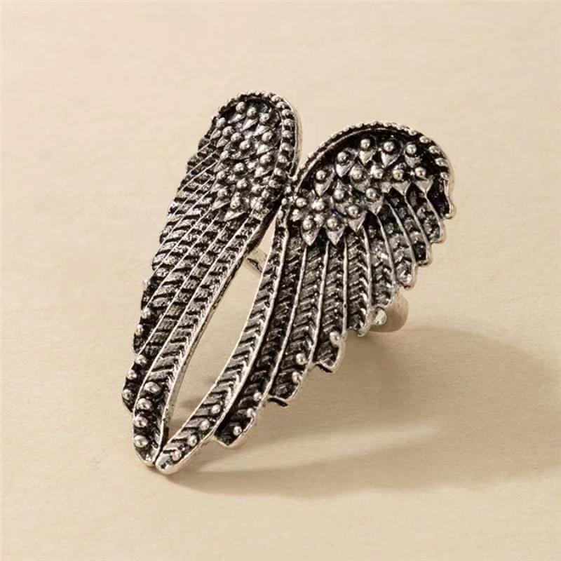 Wings Pattern Hip-hop Retro Punk Wings Alloy Plating Women's Open Ring