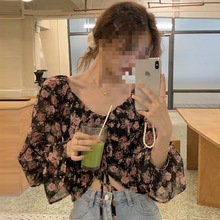 碎花雪纺衬衫女装夏季新款设计感小众衬衣法式别致短款上衣服