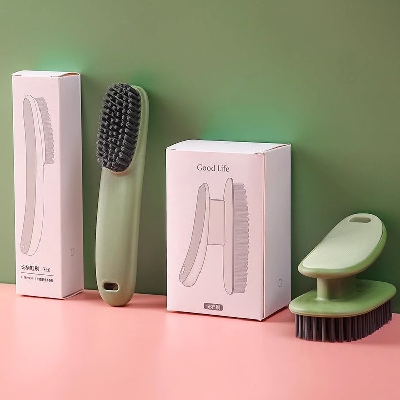 Cepillo de zapato de mango largo, cepillo de viaje para el hogar, color de contraste simple, cepillo de lavandería, cepillo portátil, cepillo de limpieza de zapatos, juego de cepillo de lavandería