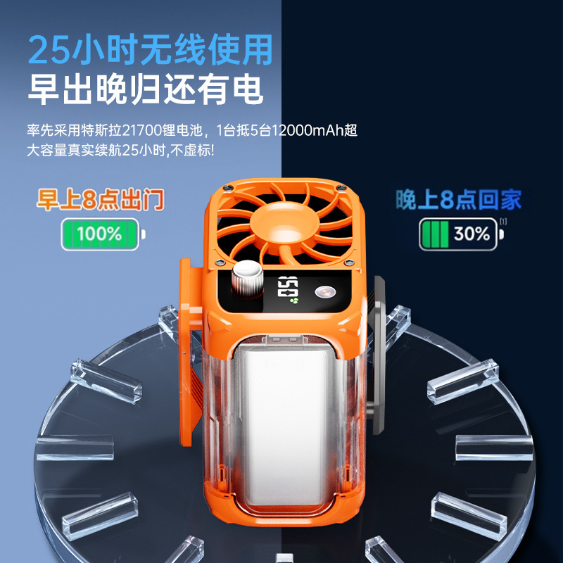 新型の屋外は腰の扇風機を掛けてキャンプする扇風機を携帯して首の強力な扇風機を掛けます。|undefined