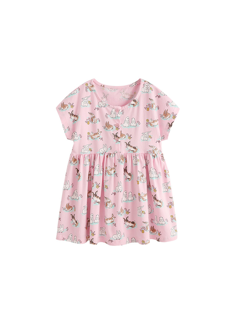 Malwee transfronterizo vestido de princesa infantil de verano nuevo estilo europeo y americano niño adorable niña de cuello redondo vestido de manga corta