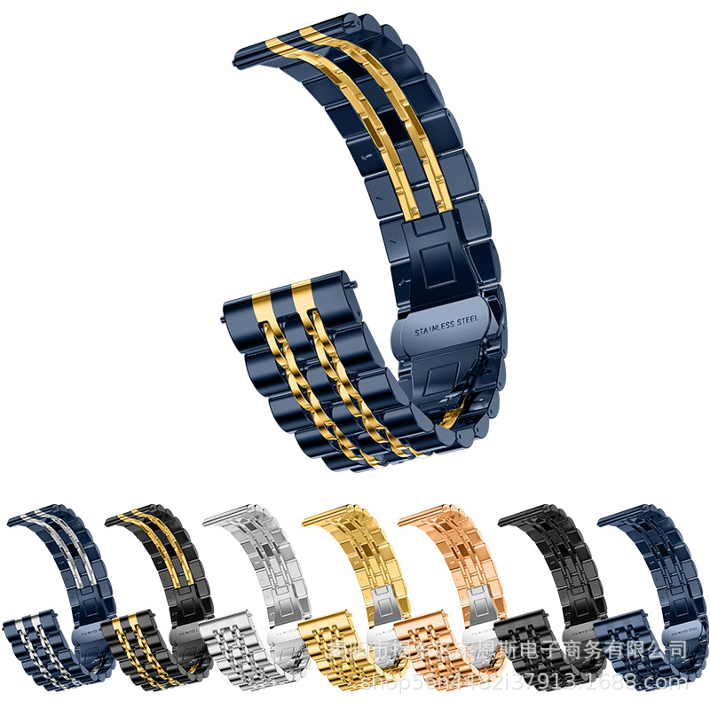 Adecuado para Samsung Galaxy watt4 Huawei GT3 reloj inteligente Correa siete cuentas de acero inoxidable metal Apple Correa