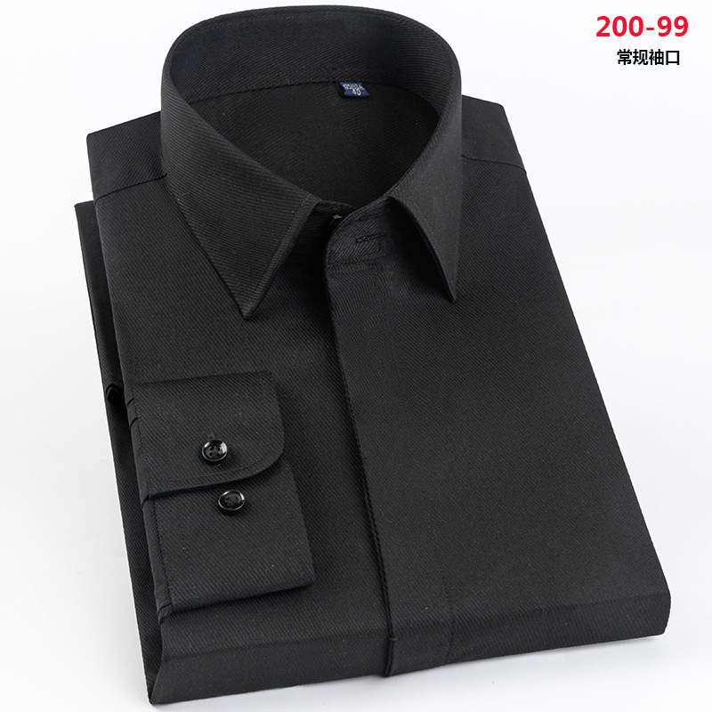 Camisa de gemelos franceses para hombres, uñas de manga formales de negocios, color sólido, sin planchar, mangas dobles, camisa con hebilla oculta, versión coreana delgada