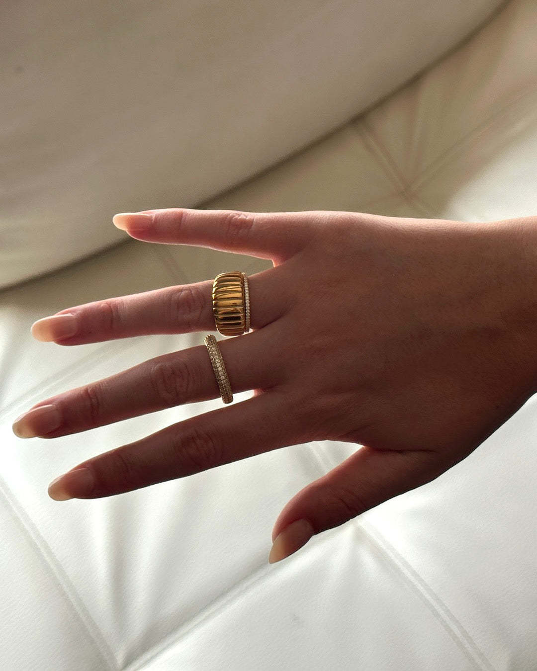 Unisex Gender Wholesale Jewelry Classic Style Shiny Geometric Copper 18K Gold Plated Plating Rings