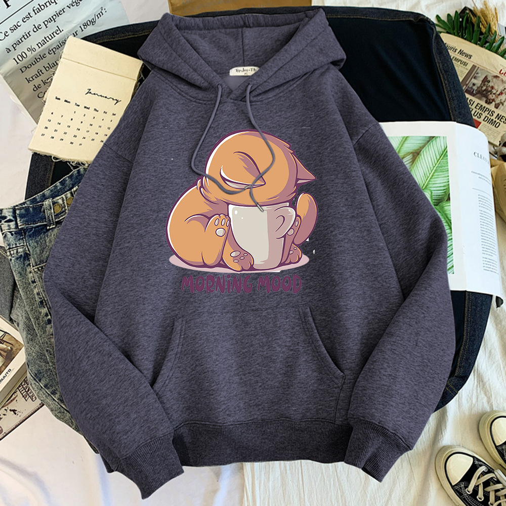 Comercio exterior AliExpress tallas grandes mujeres otoño más terciopelo invierno dibujos animados animales lindos más terciopelo suéter con capucha chaqueta sudadera con capucha