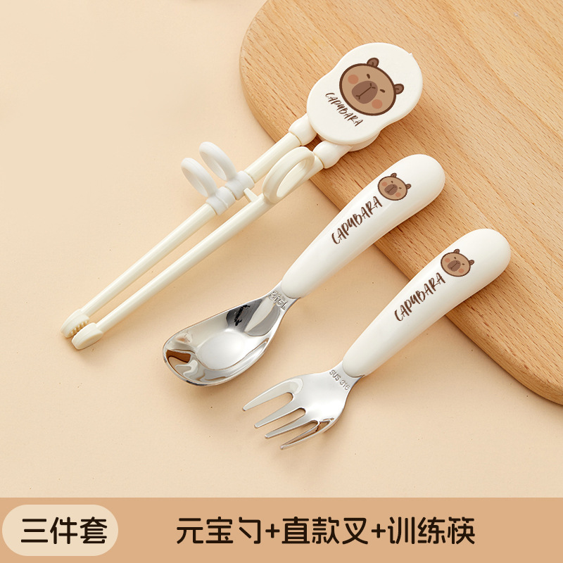 카피발라 - 위안바오 스푼 + 포크 + 연습용 젓가락