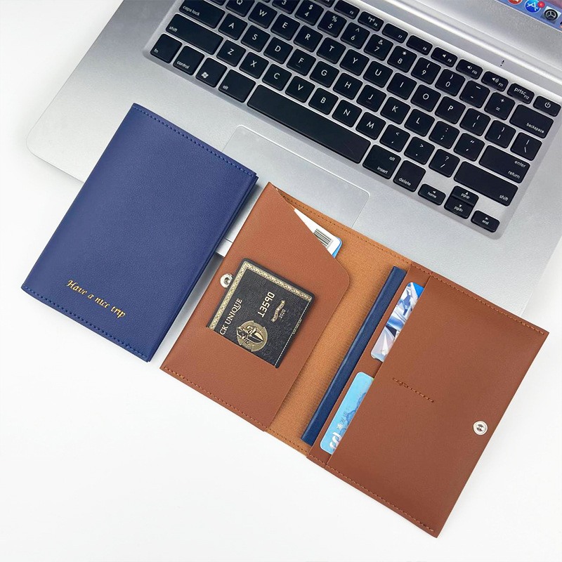 Cubierta protectora de pasaporte de cuero engrosado de cuero transfronterizo multi-funcional pu pasaporte cubierta con hebilla dorada multicolor pasaporte bolsa