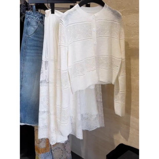 Summer's Most Beautiful White Knitted Sun Protection Suit Skirt for Women 2025 New Thin Style Accessible Luxury and High-End Sense