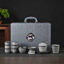 开片黑冰茶具冰裂茶具套装轻奢功夫泡茶哥窑汝窑家用礼盒礼品套装