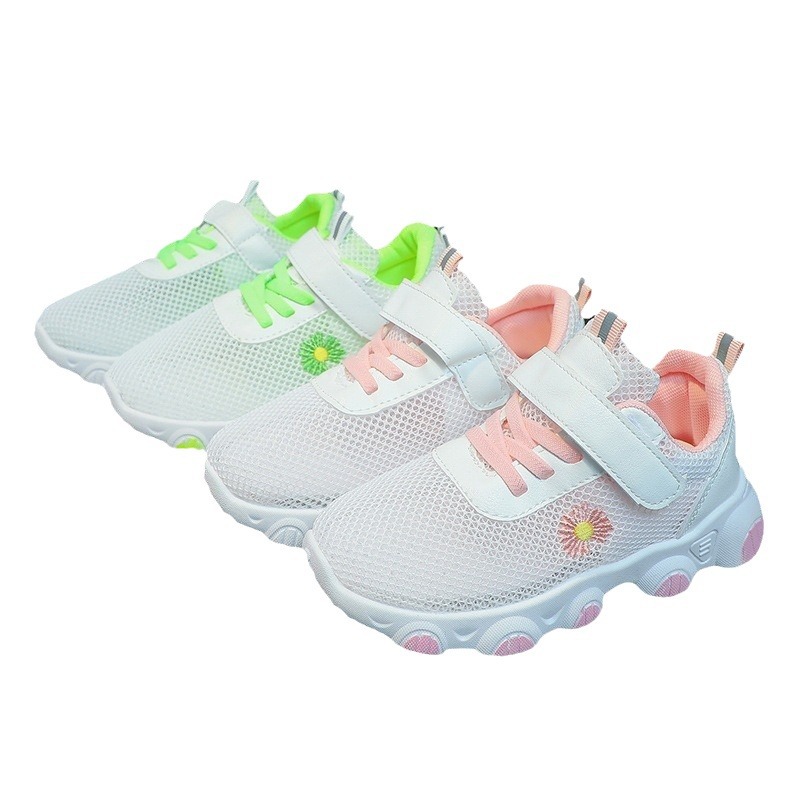 2024 nuevas sandalias de malla grande para niños zapatos blancos transpirables zapatos deportivos de malla para niños zapatos de tela para estudiantes
