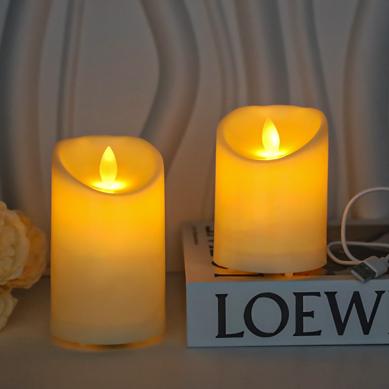 Vela electrónica LED recargable por USB con diseño realista para bodas KTV clubes y decoración transfronteriza image 4