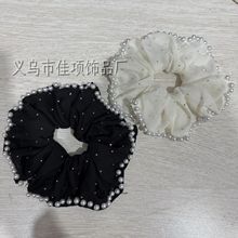 热卖大号夏季大肠发圈韩版雪纺满天星烫钻珍珠显脸小气质马尾皮筋