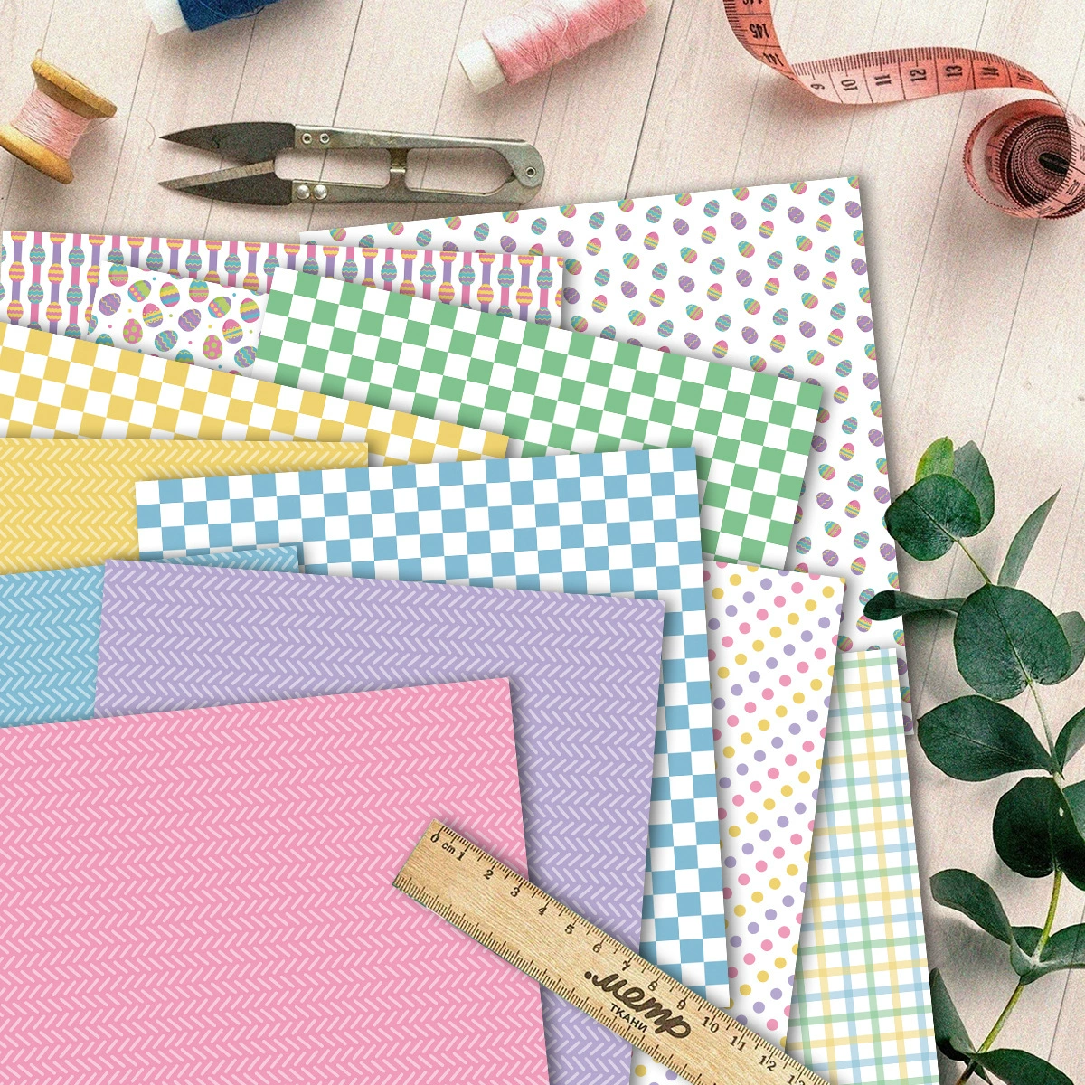 12 Easter pattern paper, floral scrapbook paper, single-sided colorful spring decorative craft paper, resurrection